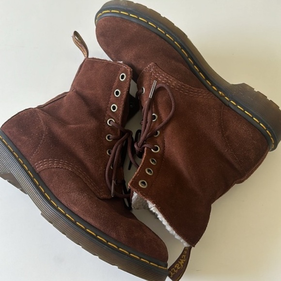 DR MARTENS Serena Womens Hi Brown Suede Lace-up Ankle Boots - Picture 5 of 10